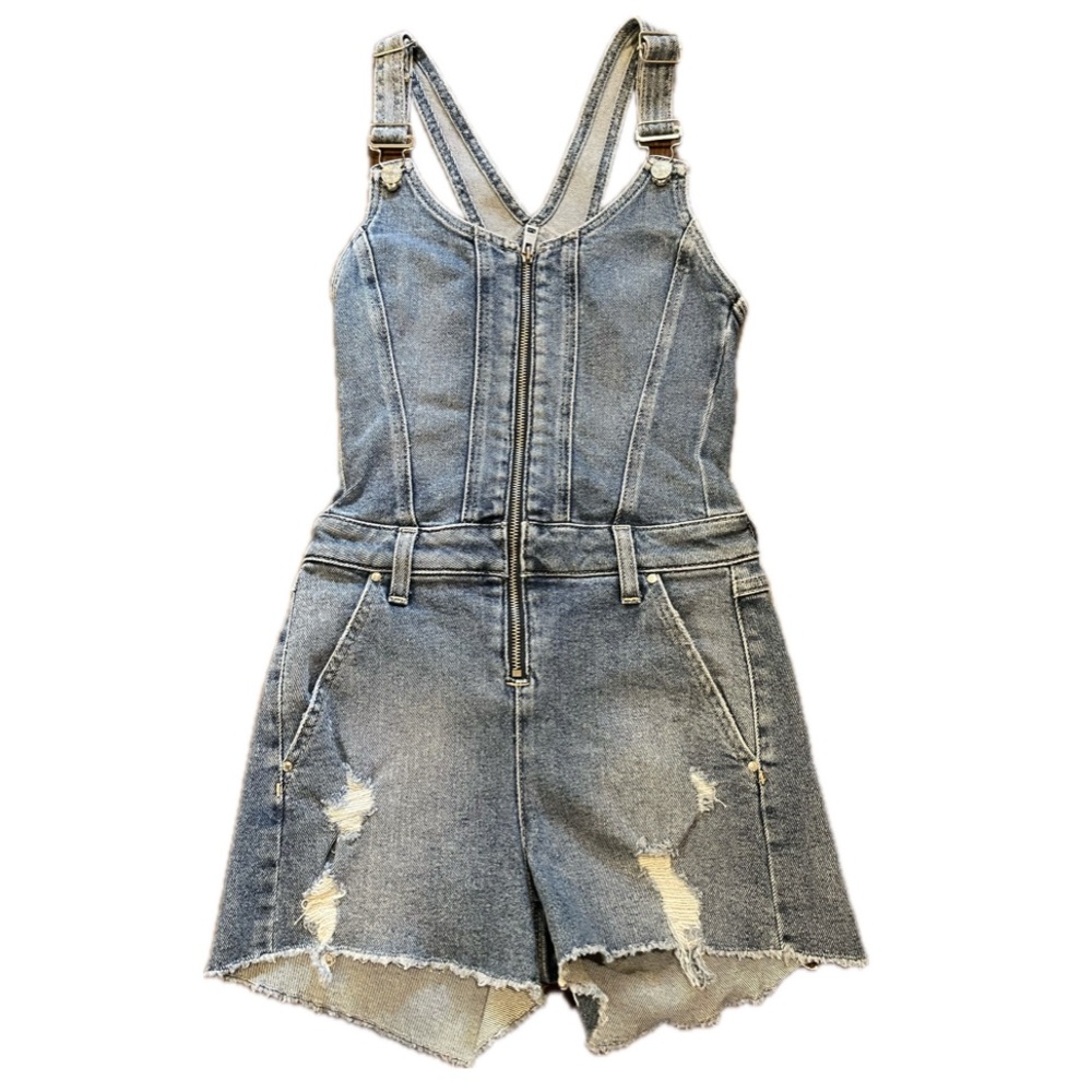 GUESS • Los Angeles • XS • Denim • Short • Overalls • Distressed •